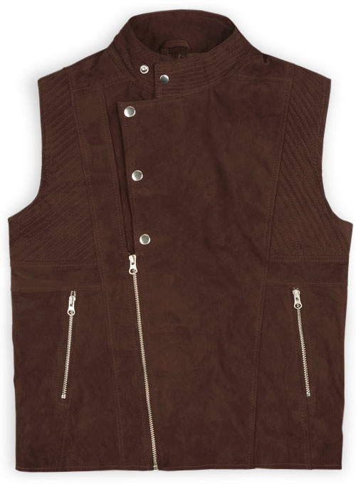 (image for) Soft Dark Brown Suede Leather Vest # 354 - Click Image to Close