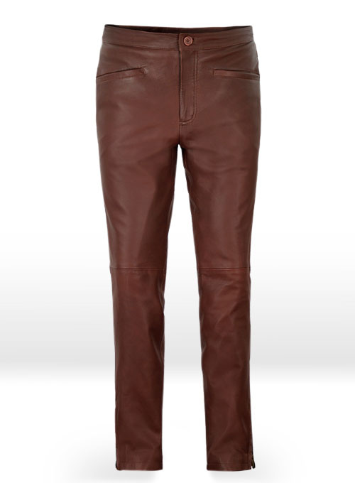 (image for) Soft Fermented Burgundy Zoey Leather Pants - Click Image to Close
