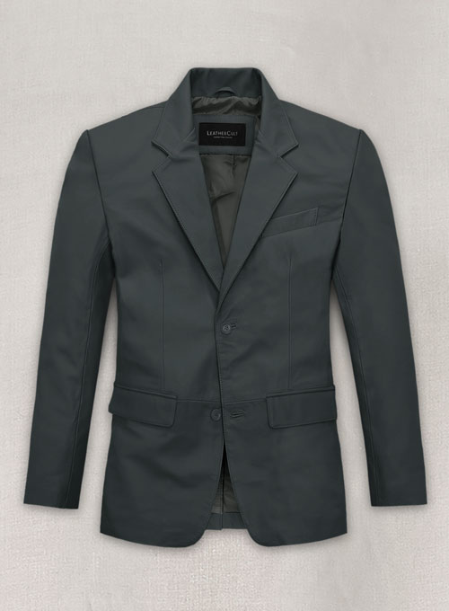 (image for) Soft Gray Leather Blazer - Click Image to Close