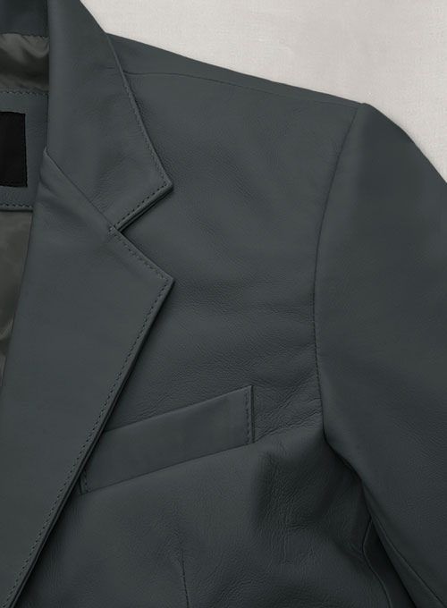 (image for) Soft Gray Leather Blazer - Click Image to Close