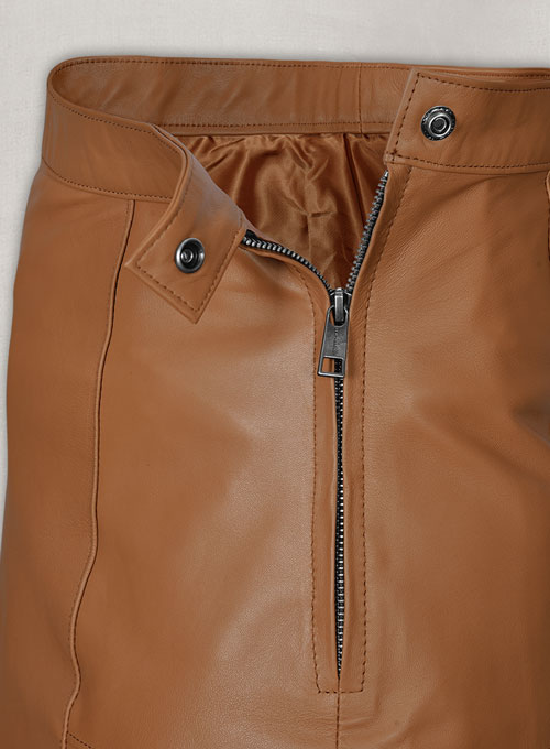 (image for) Soft Hunter Tan Diane Kruger Leather Skirt - Click Image to Close
