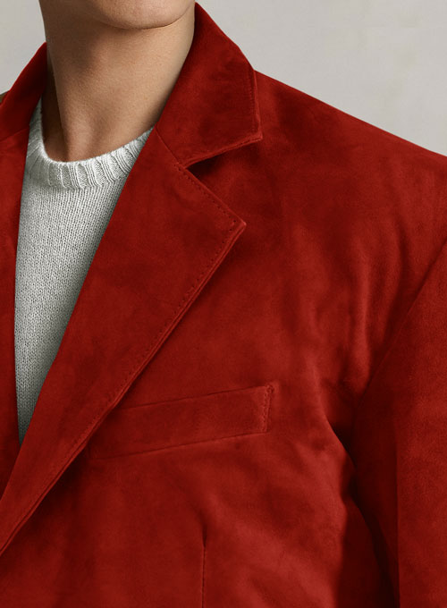 Soft Lava Red Suede Leather Blazer