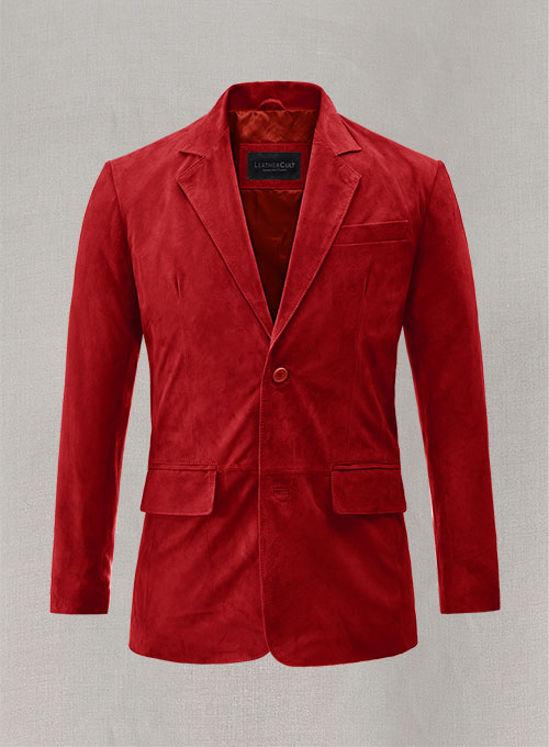 (image for) Soft Lava Red Suede Leather Blazer - Click Image to Close