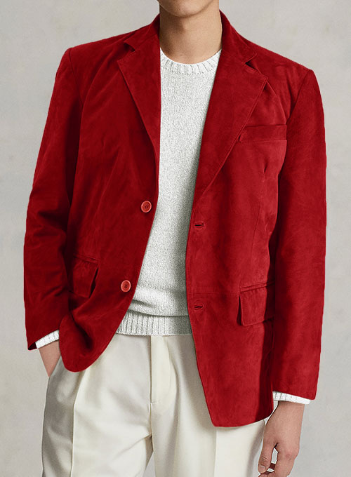 (image for) Soft Lava Red Suede Leather Blazer - Click Image to Close