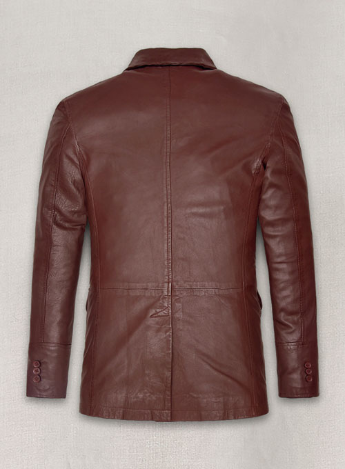 (image for) Soft Maroon Washed & Wax Leather Blazer - #716