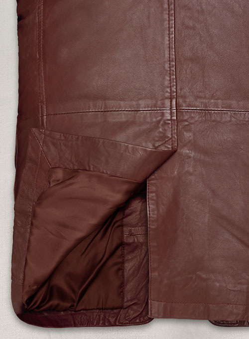 (image for) Soft Maroon Washed & Wax Leather Blazer - #716