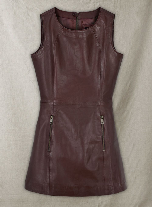 Soft Maroon Wax Miller Leather Dress - # 765 - Click Image to Close