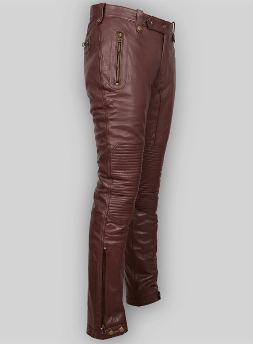 (image for) Soft Maroon Washed & Wax Belafonte Leather Pants