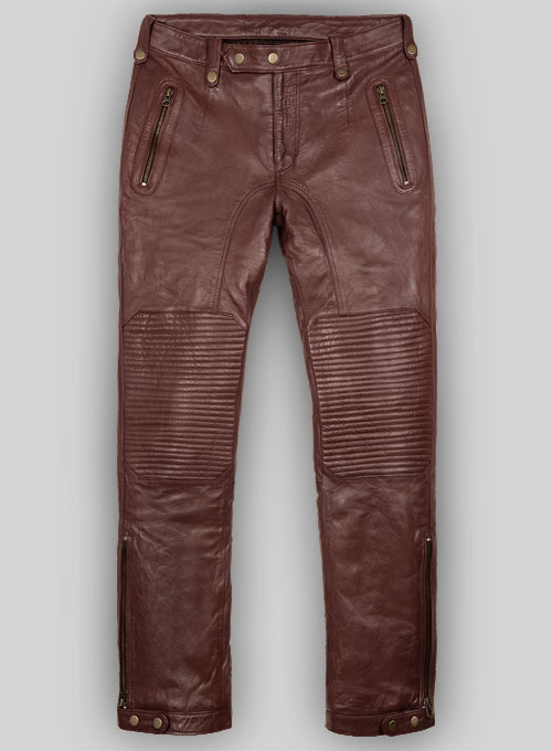 (image for) Soft Maroon Washed & Wax Belafonte Leather Pants