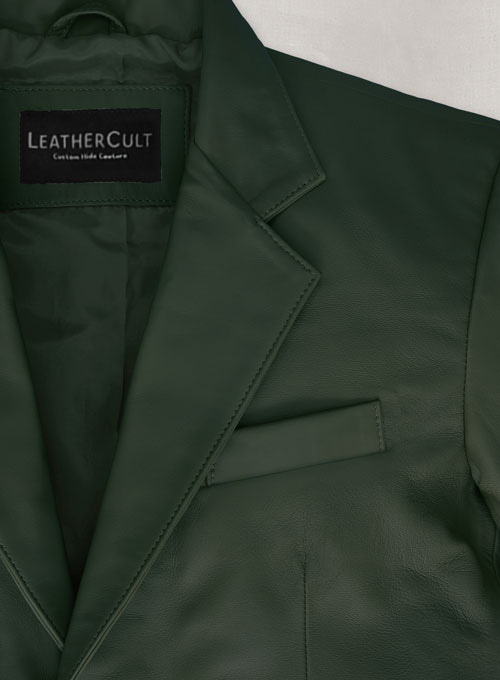 (image for) Soft Deep Olive Leather Blazer - Click Image to Close