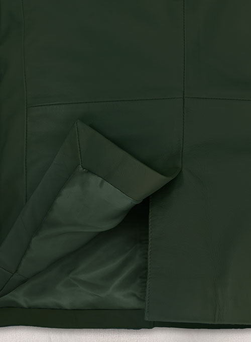 (image for) Soft Deep Olive Leather Blazer - Click Image to Close