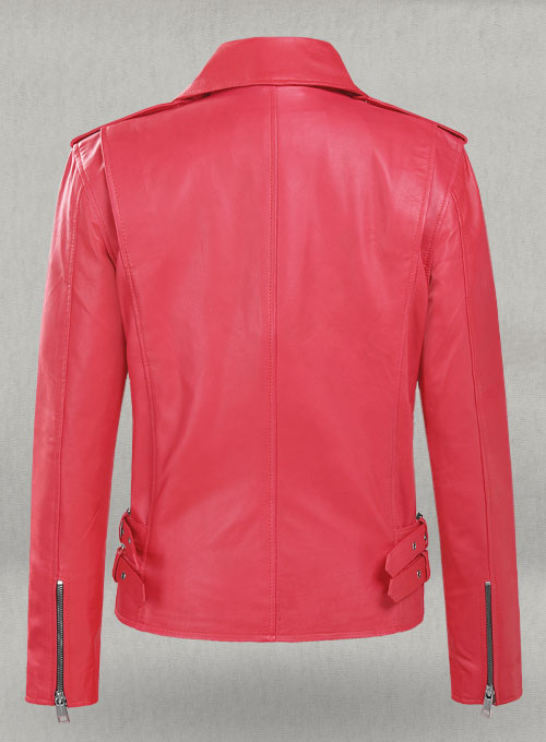 (image for) Soft Raspberry Red Hilary Duff Leather Jacket #3