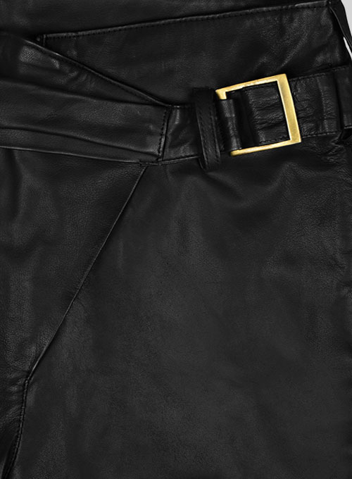 (image for) Soft Rich Black Leather Cargo Shorts Style # 377 - Click Image to Close