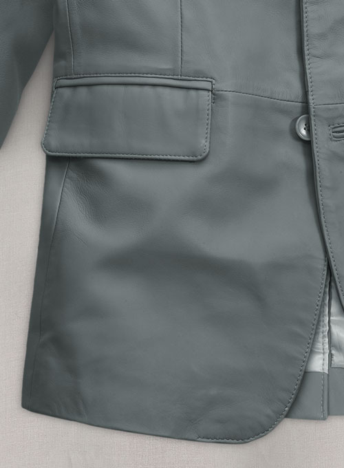 Soft Sherpa Gray Leather Blazer
