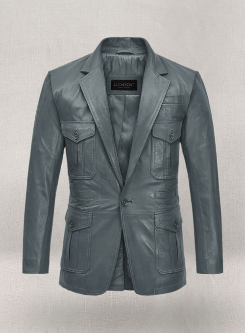 (image for) Soft Sherpa Gray Washed and Wax Leather Blazer - #712 - Click Image to Close