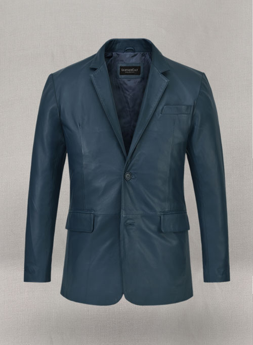 (image for) Soft Winsor Blue Leather Blazer - Click Image to Close