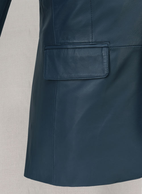 (image for) Soft Winsor Blue Leather Blazer - Click Image to Close