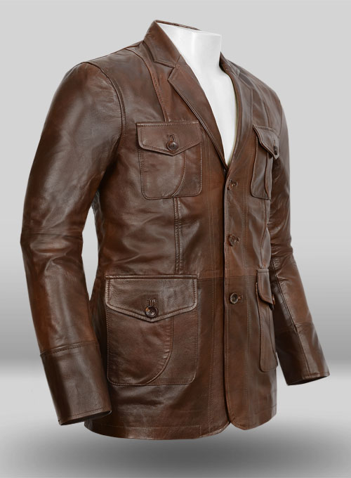 Spanish Brown Leather Blazer - #716 - Click Image to Close