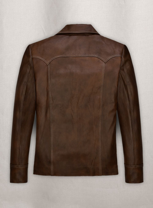 (image for) Spanish Brown Brad Pitt Fight Club Leather Jacket - Click Image to Close