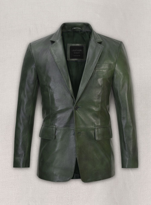 (image for) Spanish Green Leather Blazer - Click Image to Close