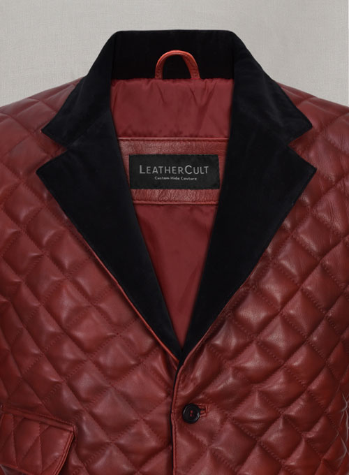 (image for) Spanish Red Bocelli Tuxedo Quilted Leather Blazer