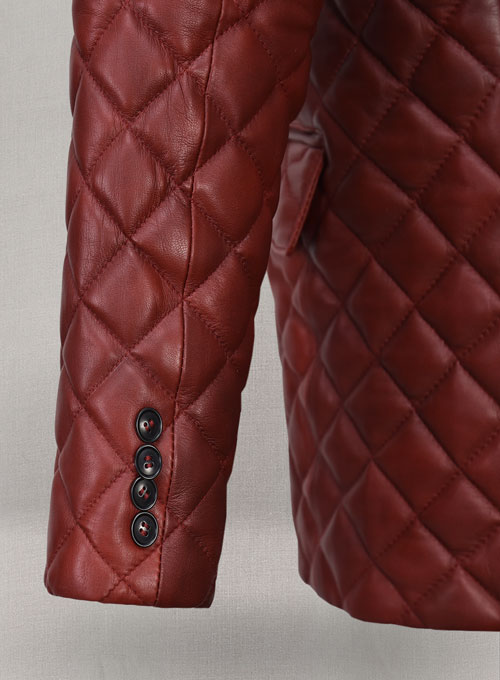 (image for) Spanish Red Bocelli Quilted Tuxedo Leather Blazer - Click Image to Close