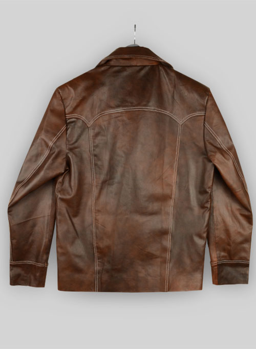 (image for) Spanish Brown Brad Pitt Fight Club Leather Jacket - Click Image to Close