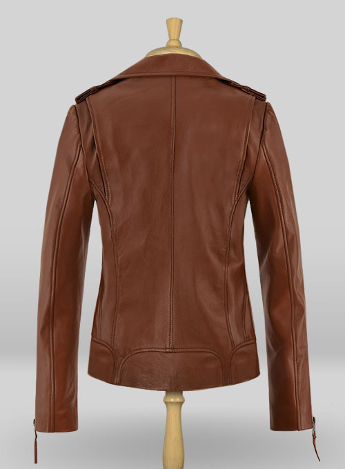 (image for) Tan Brown Jennifer Aniston Leather Jacket - Click Image to Close