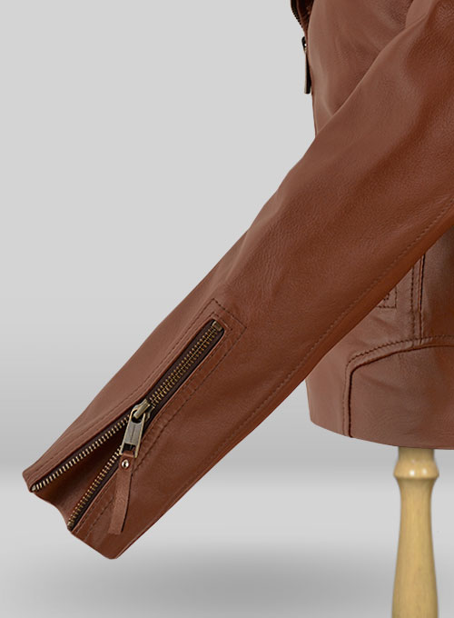 Tan Brown Jennifer Aniston Leather Jacket - Click Image to Close