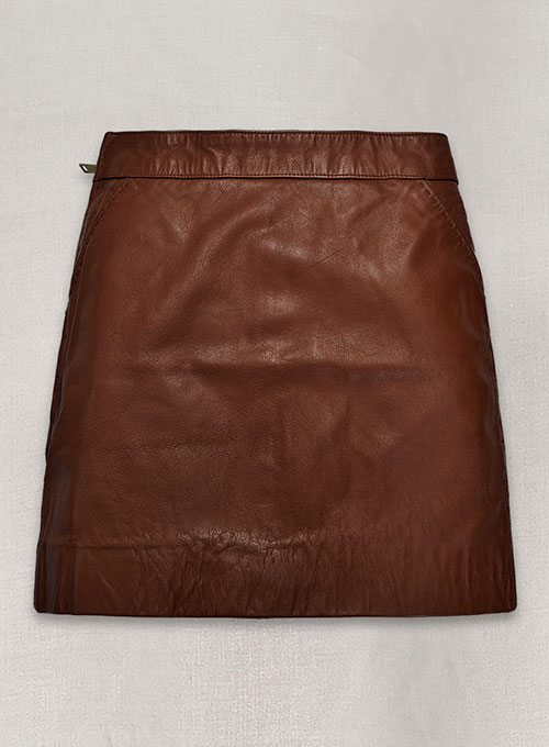 (image for) Tan Brown Washed and Wax Basic Leather Skirt # 153 - Click Image to Close