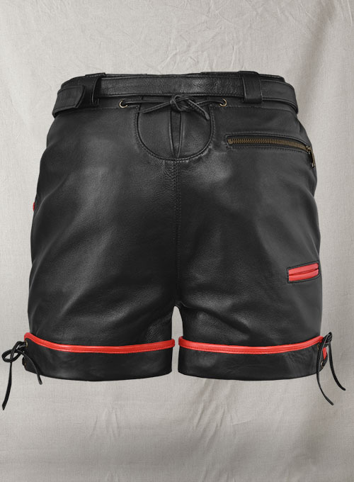 (image for) Thick Black Leather Cargo Shorts Style # 364 - Click Image to Close