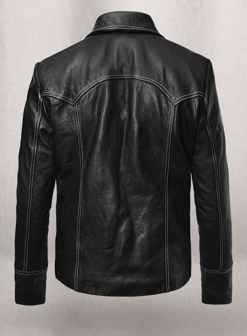 (image for) Thick Goat Black Brad Pitt Fight Club Leather Jacket - Click Image to Close