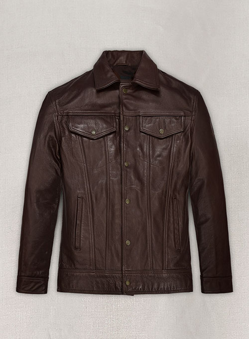 (image for) Thick Goat Brown Washed & Wax Tom Holland Leather Jacket - Click Image to Close