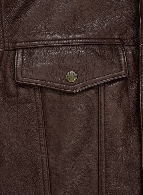 (image for) Thick Goat Brown Washed & Wax Tom Holland Leather Jacket - Click Image to Close