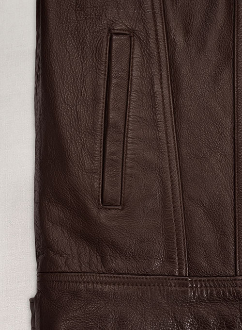 (image for) Thick Goat Brown Washed & Wax Tom Holland Leather Jacket - Click Image to Close