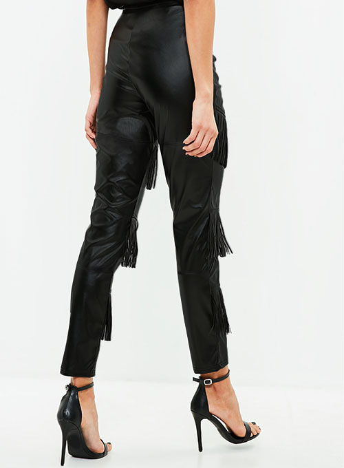 (image for) Tiered Fringe Leather Pants - Click Image to Close