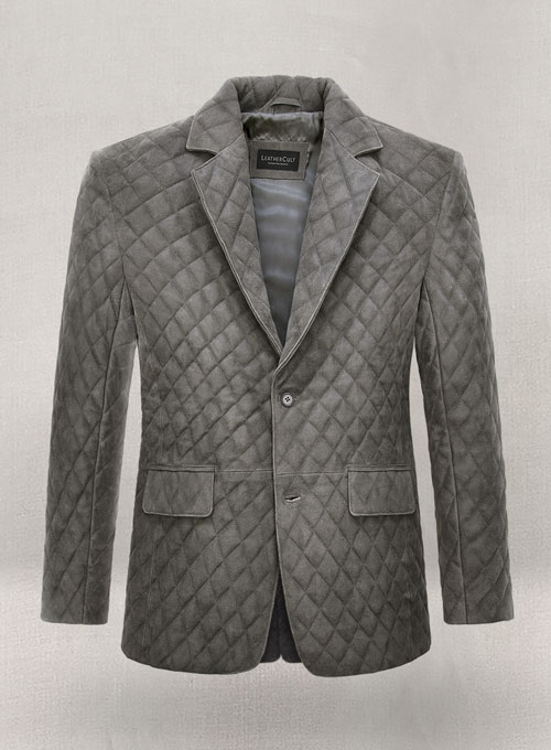 (image for) Vintage Dirty Gray Bocelli Quilted Leather Blazer - Click Image to Close