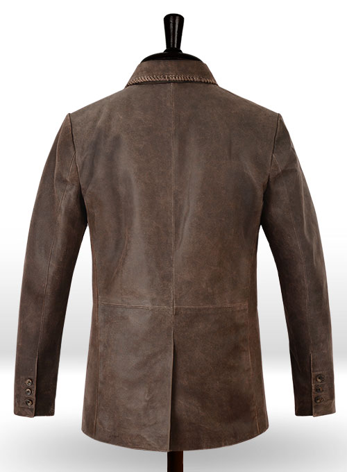 (image for) Vintage Brown Grain Medieval Leather Blazer