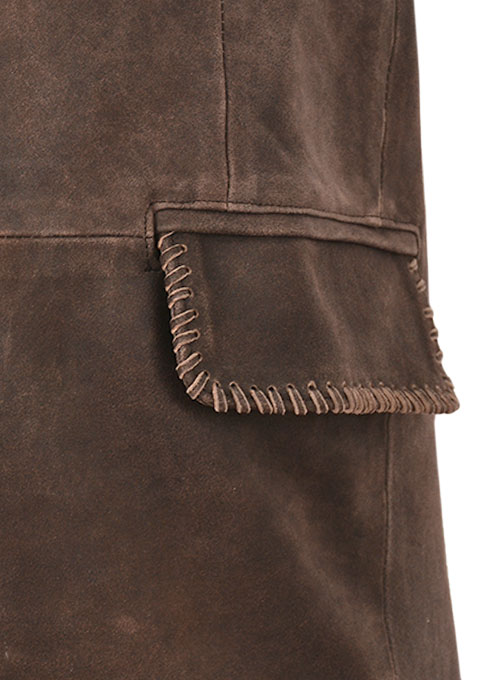 Vintage Brown Grain Medieval Leather Blazer
