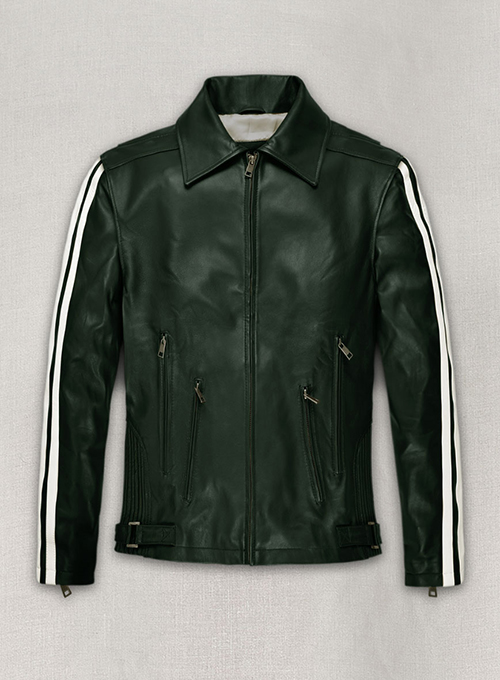 (image for) Vintage Green Robert Pattinson Leather Jacket #2