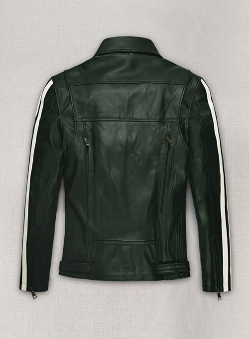 (image for) Vintage Green Robert Pattinson Leather Jacket #2