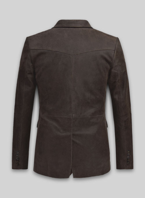 (image for) Vintage Brown Grain Western Leather Blazer