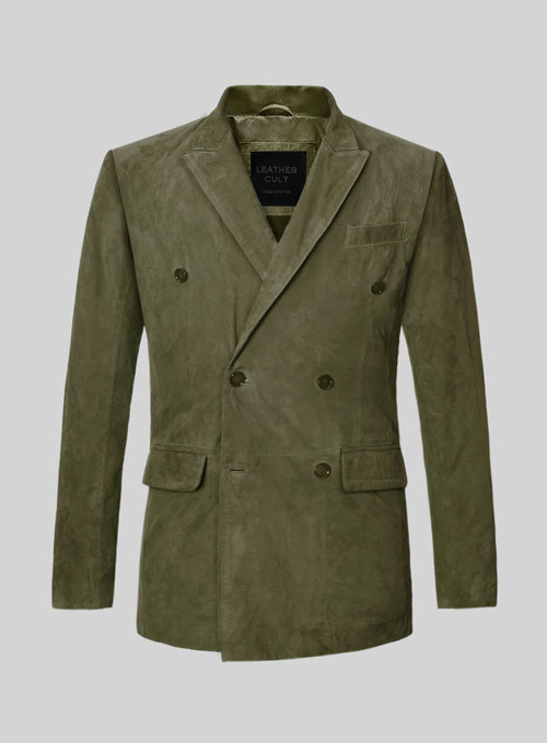 (image for) Woodland Green Suede Double Breasted Blazer - Click Image to Close