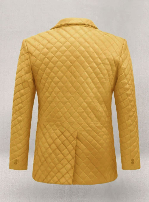 (image for) Yellow Bocelli Quilted Leather Blazer