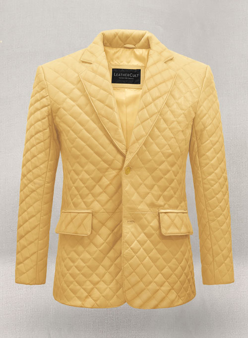 Yellow Bocelli Quilted Leather Blazer