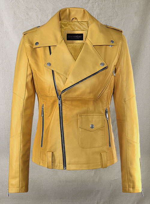 Yellow Rihanna Leather Jacket #1