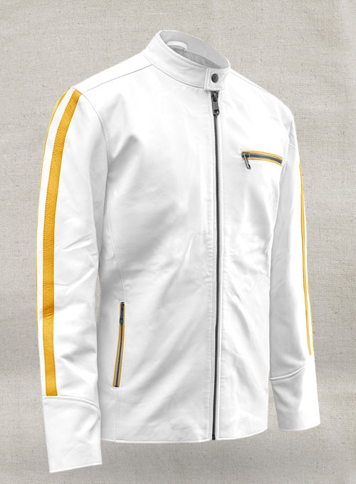 (image for) Yellow Stripe Leather Jacket # 100 - Click Image to Close