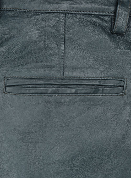 (image for) Soft Sherpa Gray Washed & Wax Leather Trousers - Click Image to Close