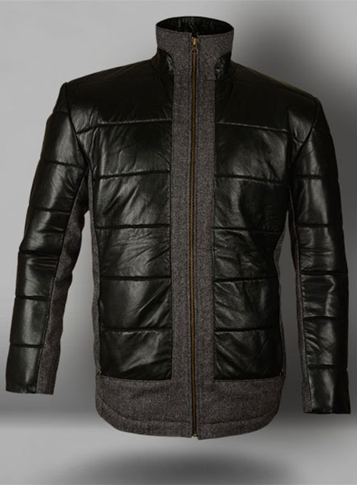 (image for) Gray Tweed Leather Combo Jacket # 643 - Click Image to Close
