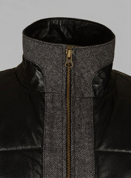 Gray Tweed Leather Combo Jacket # 643 - Click Image to Close